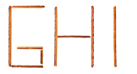 The alphabet from salty sticks isolated on white backgroundの写真素材