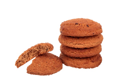 Stack of oatmeal cookies isolated on white background