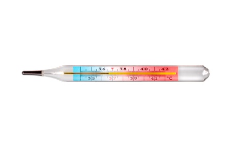 Mercury thermometer isolated on white background