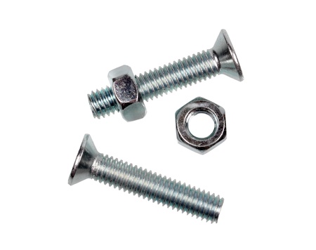 Screws and screw nuts isolated on white background