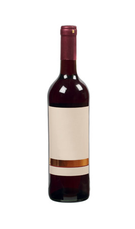 Red wine bottle isolated on white backgroundの写真素材