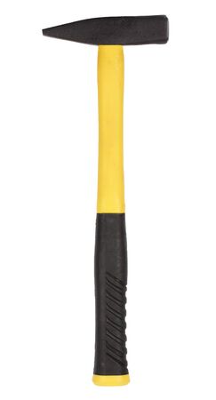 Locksmith hummer with yellow and black handle isolated on white backgroundの写真素材