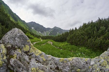 West High Tatras Mountains, Slovakia in Summer with cloudy skyの写真素材