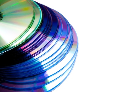 CDs scattered on the tableの写真素材