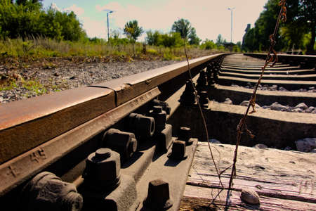 Mysterious, abandoned railroad tracks, not used for a long time.