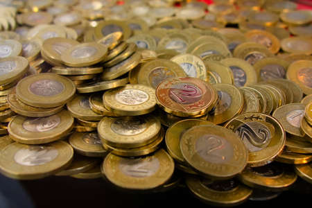 A mountain of Polish coins of low denominations.の写真素材