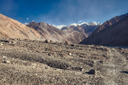 Panoramic view of the barren land in Pamir Mountains の写真素材