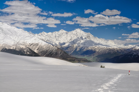 Caucasus Mountains towering over a gorge, Svaneti provinceの写真素材