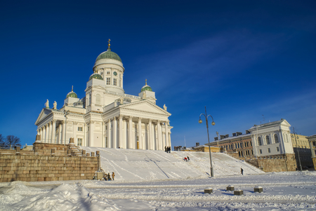Scenic view of Helsinki Cathedral in the centre of the cityの写真素材
