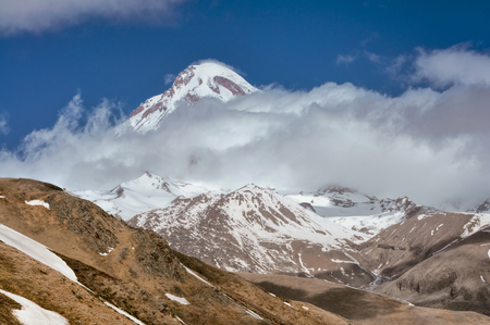 Clouds passing over the picturesque slopes of Georgian mountainsの写真素材