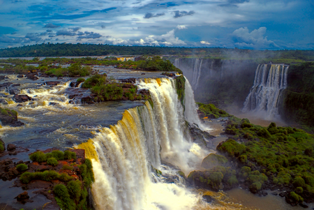 Aerial view of Iguazu waterfalls in Argentinaの写真素材