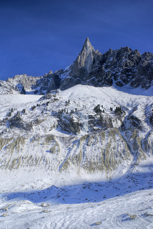 Amazing view of snowy peaks of Alps in Franceの写真素材