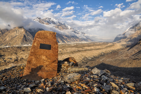 Beautiful landscape on Engilchek glacier in Tian Shan mountain range in Kyrgyzstanの写真素材