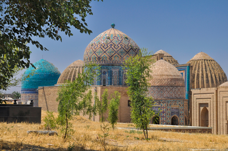 Beautifully decorated domes in city of Samarkand, Uzbekistanの写真素材