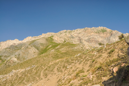 Scenic view of Tian Shan mountain range near Chimgan  in Uzbekistanの写真素材