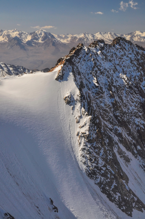 Scenic view of glacier in Ala Archa national park in Tian Shan mountain range in Kyrgyzstanの写真素材