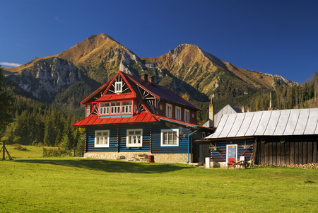 Picturesque mountain cottage in Belianske Tatry mountains in Slovakiaのeditorial素材