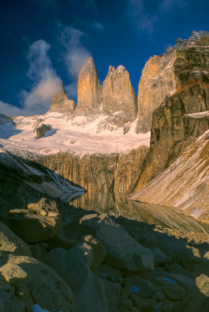 Picturesque view of Torres del Paine in south American Andesの写真素材