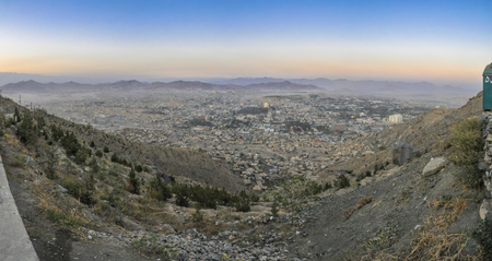 Scenic panorama of sunset in Kabul, Afghanistanの写真素材