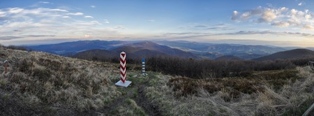 Scenic panorama of Ukrainian landscape from borders with Slovakiaの写真素材