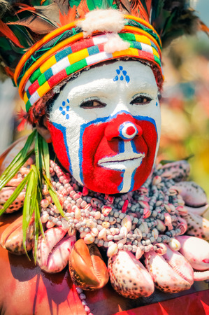 Hagen show, Papua New Guinea - circa August 2015: Native woman during Hagen show, Papua New Guinea. Documentary editorial.のeditorial素材
