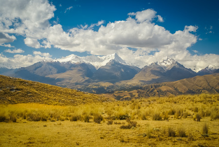 Photo of nature with large mountain range Cordillera Negra in Peru, South America.の写真素材