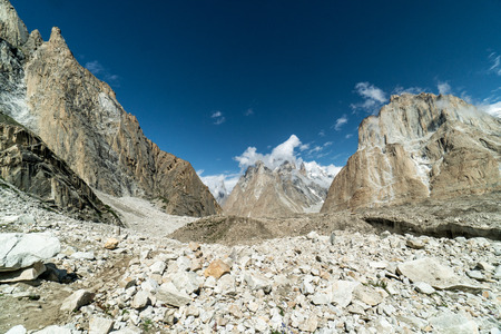 Karakoram Mountain Range peaks from Baltoro glacier.の写真素材