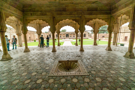 Lahore, Pakistan - August 5, 2018: Historical arcade in Lahore Fort, Pakistan. Illustrative editorial.のeditorial素材