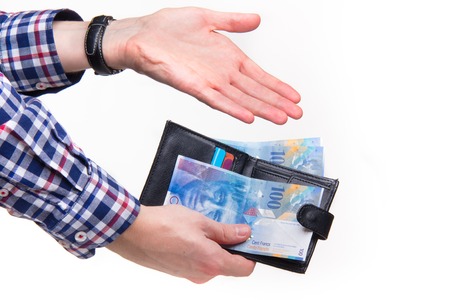Wallet with Swiss francs - studio shoot