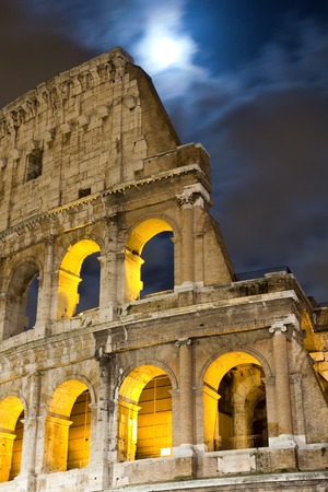 View of the Colosseum at night, Italyの写真素材