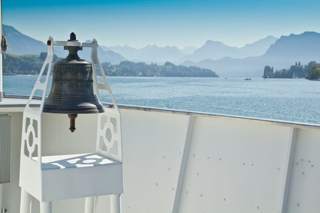Bell on a ferry on Lake Lucerne, Switzerlandの写真素材