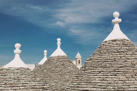 Traditional trulli houses in Arbelobello, province Bari, region Puglia, Italyの写真素材