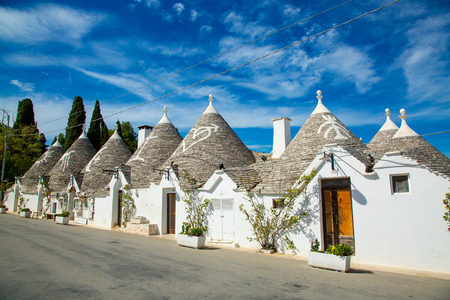 Traditional trulli houses in Arbelobello, province Bari, region Puglia, Italyの写真素材