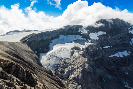 Melting glacier on the top of the mountain in swiss Alpsの写真素材