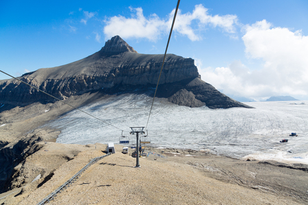 Mountain cable car to the Glacier des Diablerets in Swiss Alpsの写真素材