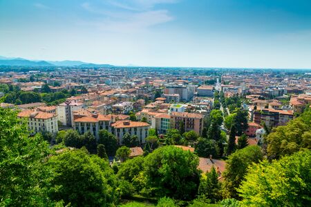 Bergamo city panorama from Citta Alta Old Town, Italyの写真素材