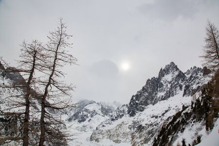 Mer de Glace valley under Mont Blanc massif in French Alspの写真素材