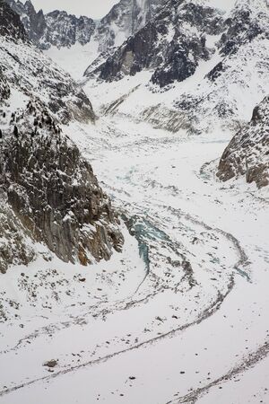 Mer de Glace valley under Mont Blanc massif in French Alspの写真素材