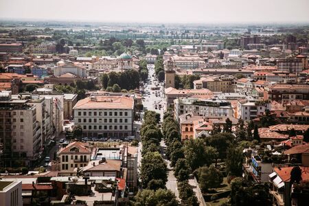 Bergamo city panorama seen from Cita Alta in Italyの写真素材