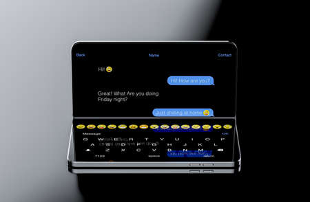 SMS internet chat template on foldable smartphone