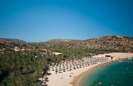 View on a one of the most famous beaches in Crete.の写真素材
