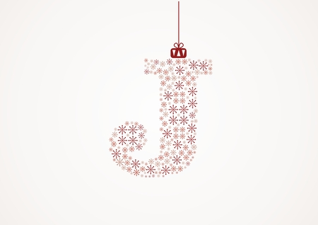 Alphabet letter J  Christmas and New Year  Snowflakes  Flakesのイラスト素材