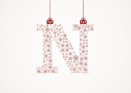 Alphabet letter N  Christmas and New Year  Snowflakes  Flakesのイラスト素材