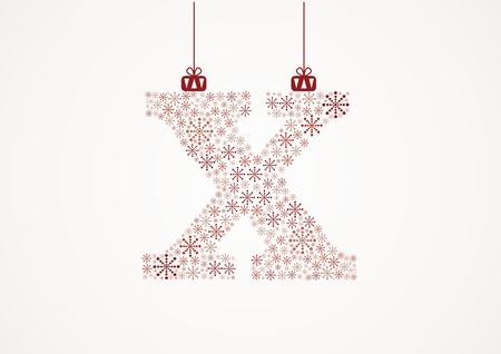 Alphabet letter X  Christmas and New Year  Snowflakes  Flakesのイラスト素材