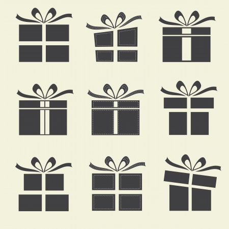 Gift boxes - 9 icons  silhouettes of gift boxes  のイラスト素材
