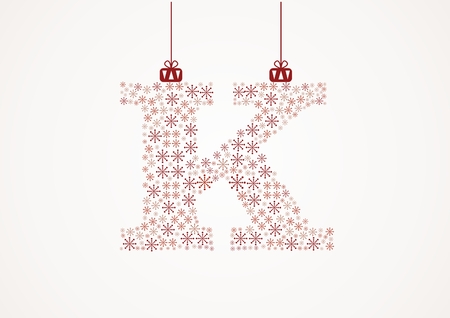 Alphabet letter K  Christmas and New Year  Snowflakes  Flakesのイラスト素材