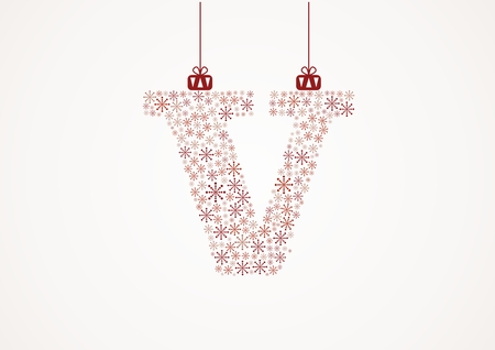 Alphabet letter V  Christmas and New Year  Snowflakes  Flakesのイラスト素材
