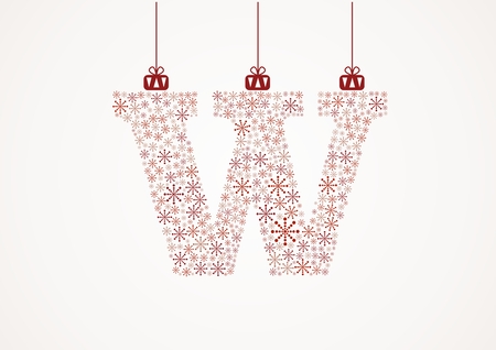 Alphabet letter W  Christmas and New Year  Snowflakes  Flakesのイラスト素材