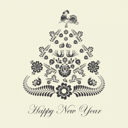 Stylized design Christmas tree with Czech and moravien ornamentsのイラスト素材