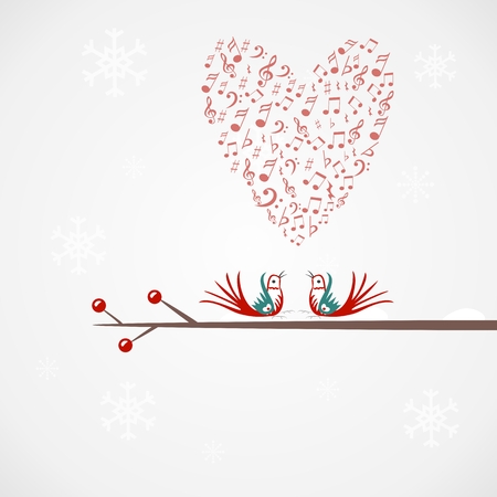 Card illustration of two birds のイラスト素材